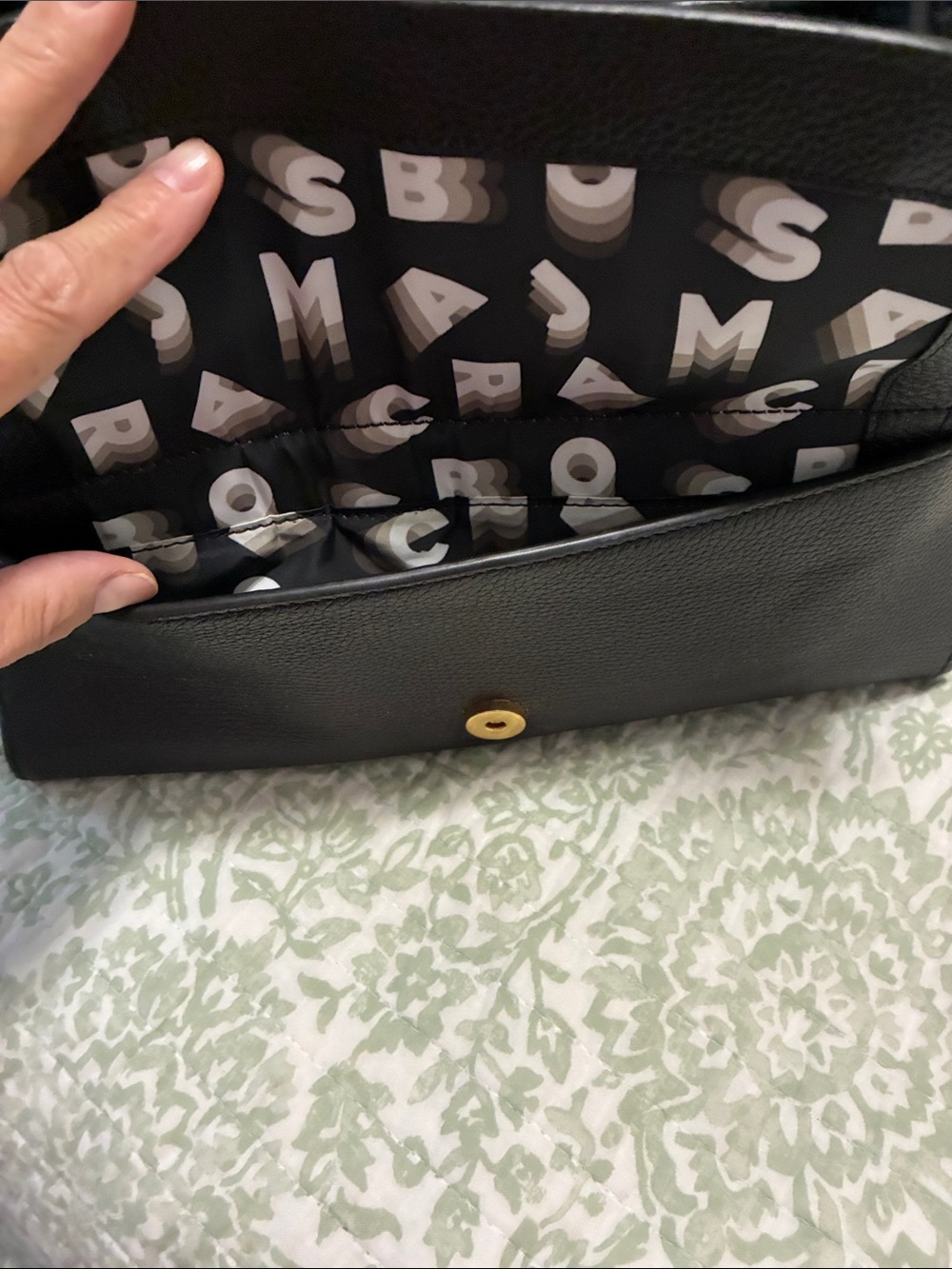 Marc Jacobs Black Pebbled Leather Satchel with Gold Padlock - Picture 11 of 11